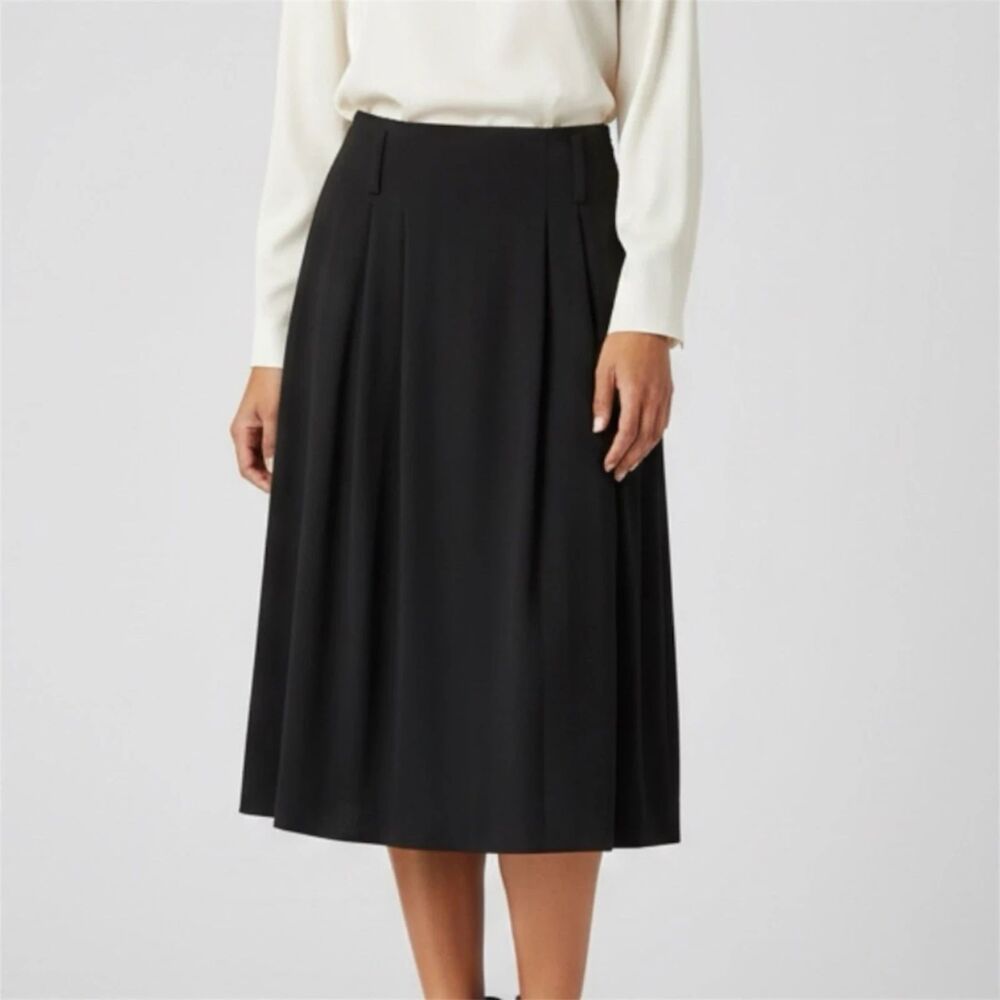 Club Monaco Skirt Womens Sz 6 Midi High Rise Paper bag Waist Gray Pleated career